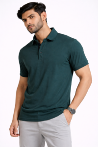 Bottle green pique polo T-shirt for office staff uniforms