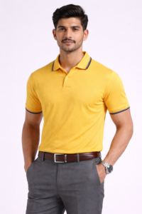 Yellow tipped polo T-shirt for promotional campaigns and team events