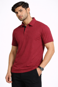 Maroon polo T-shirt for promotional uniforms and company branding