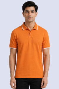 Orange Fabricore polo T-shirt with tipped sleeves for branded uniforms